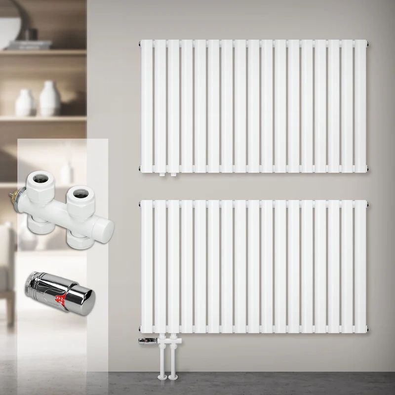 Paneelheizkörper Einlagig 600x780 mm Weiß mit Boden Anschlussgarnitur ML-Design