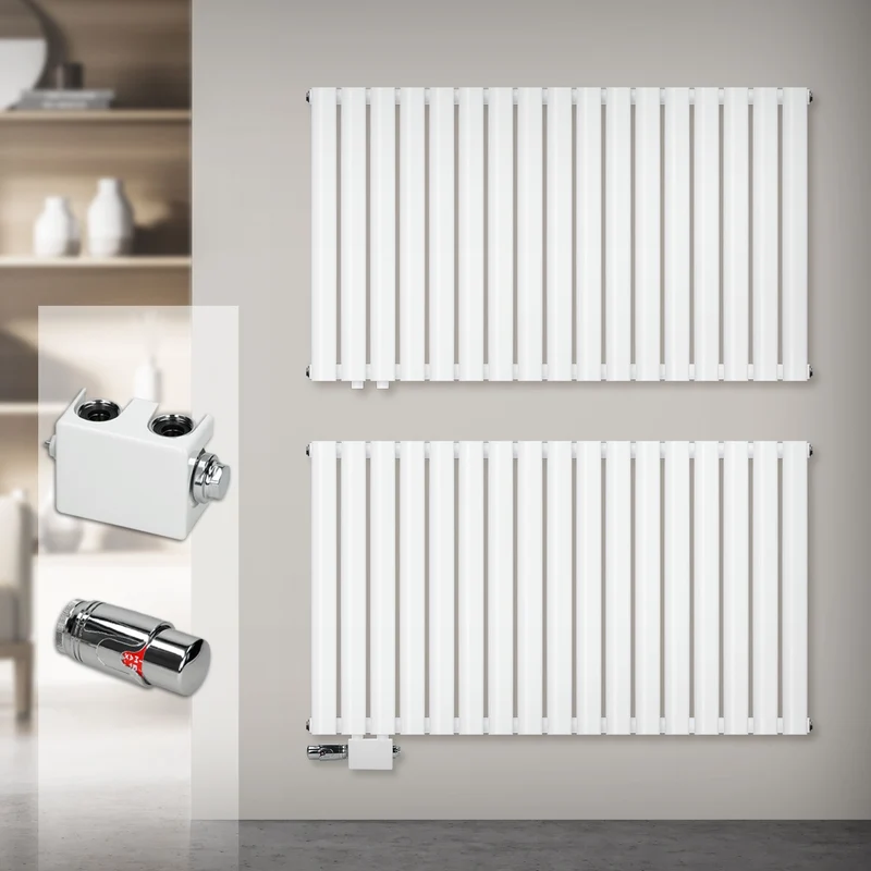 Paneelheizkörper Einlagig 600x780 mm Weiß mit Universale Anschlussgarnitur ML-Design
