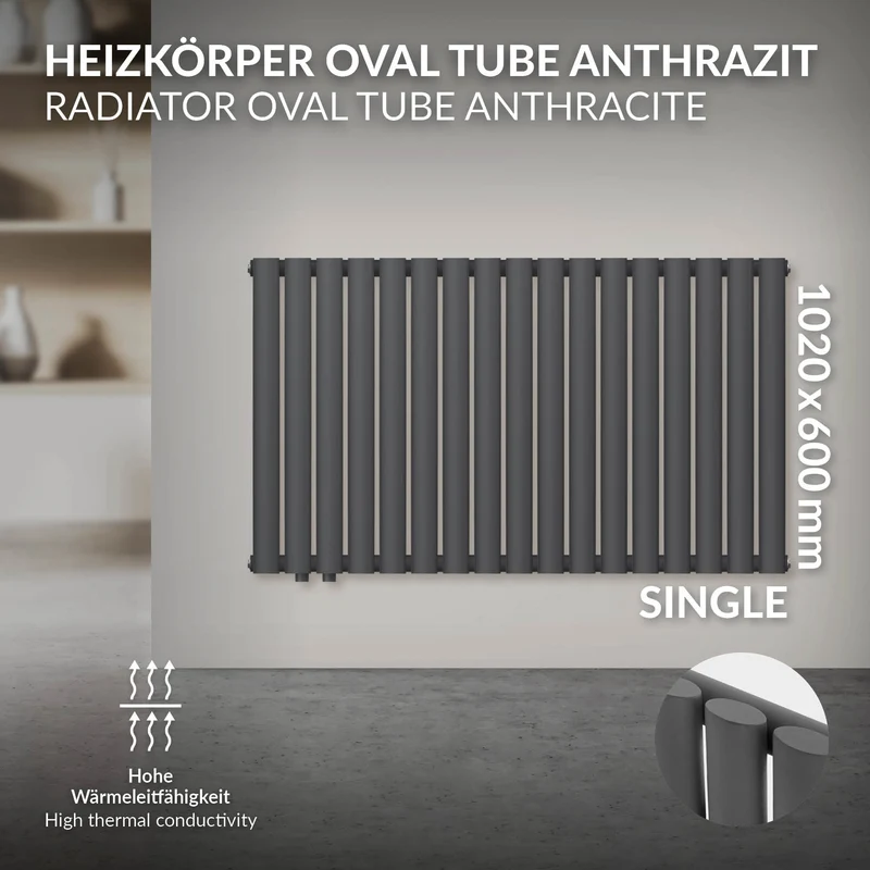 Paneelheizkörper Einlagig 600x1020 mm Anthrazit ML-Design