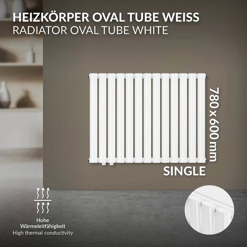 Paneelheizkörper Einlagig 600x780 mm Weiß ML-Design