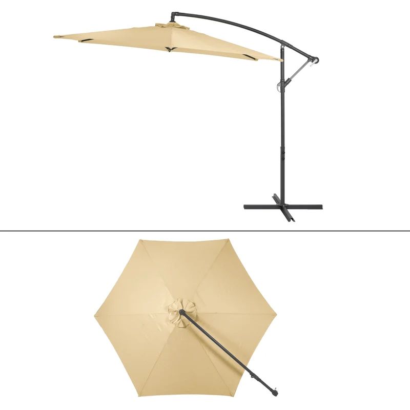 Ampelschirm mit Kurbel Ø 300 cm Braun aus Polyester