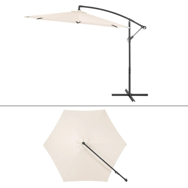 Sonnenschirm mit Kurbel Creme Ø 300 cm inkl. Abdeckung
