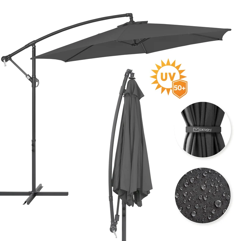 Sonnenschirm mit Kurbel anthrazit Ø 300 cm inkl. Abdeckung