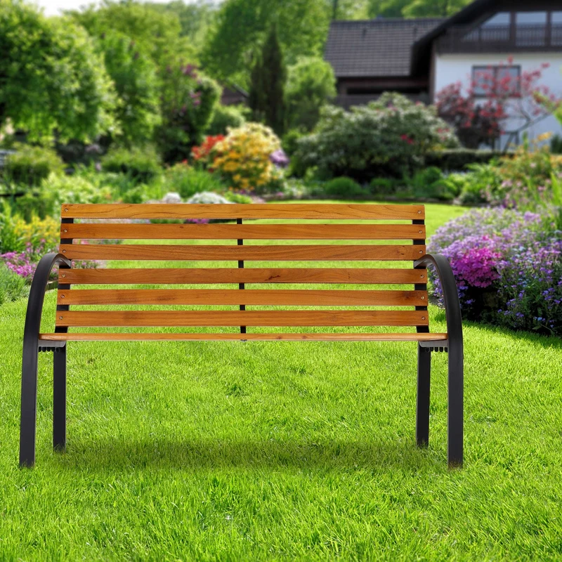 Gartenbank 2-Sitzer 122x84x58 cm Braun aus Metall von ML-Design