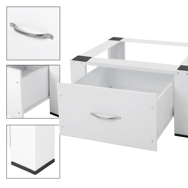 Waschmaschinen Untergestell Unterschrank 58x45x26 cm mit Schublade in Weiß ML-Design
