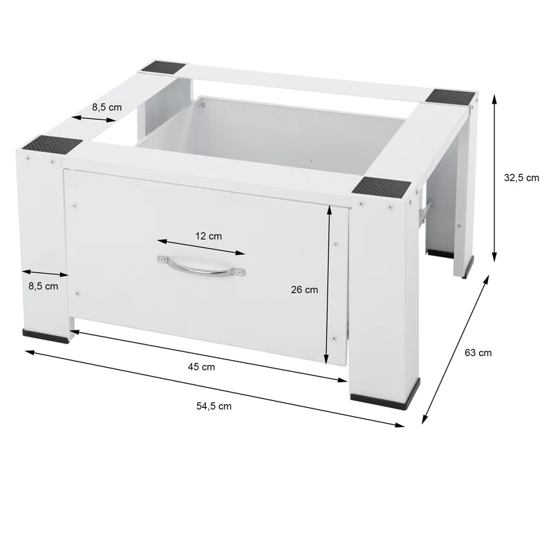 Waschmaschinen Untergestell Unterschrank 58x45x26 cm mit Schublade in Weiß ML-Design
