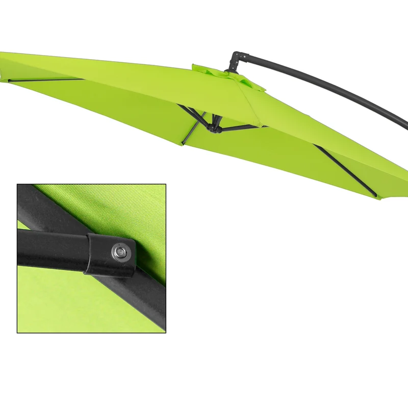 Sonnenschirm mit Kurbel Grün Ø 300 cm aus Polyester und Aluminium