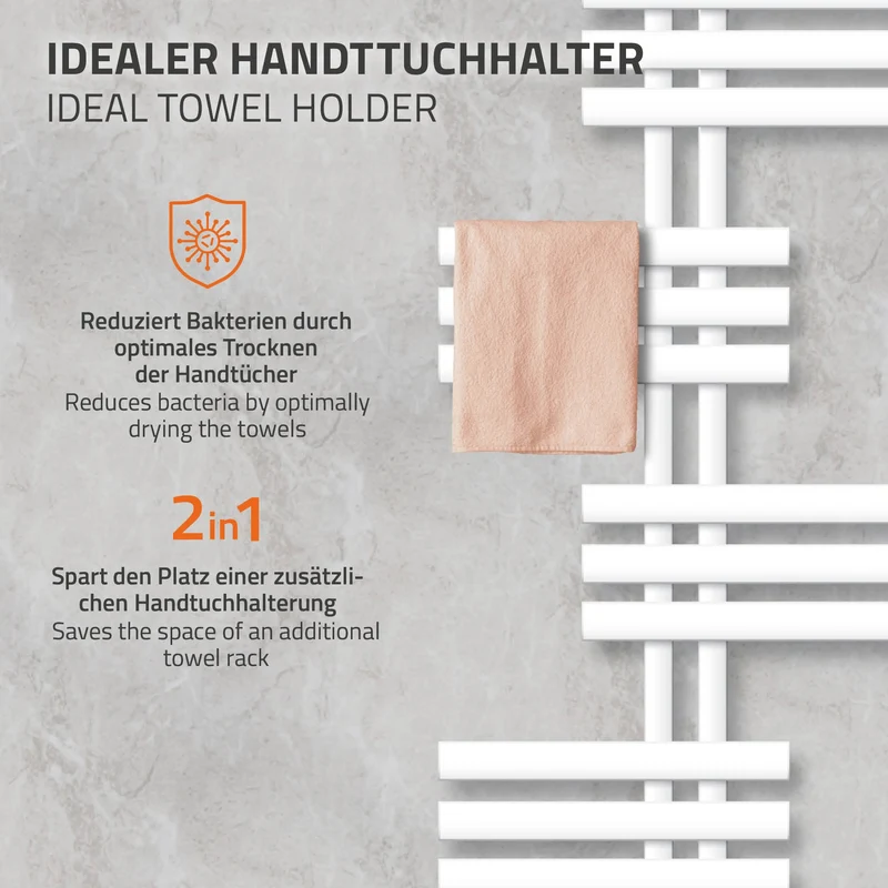 Badheizkörper Leon mit Heizstab 900W 600x1200 mm Weiß
