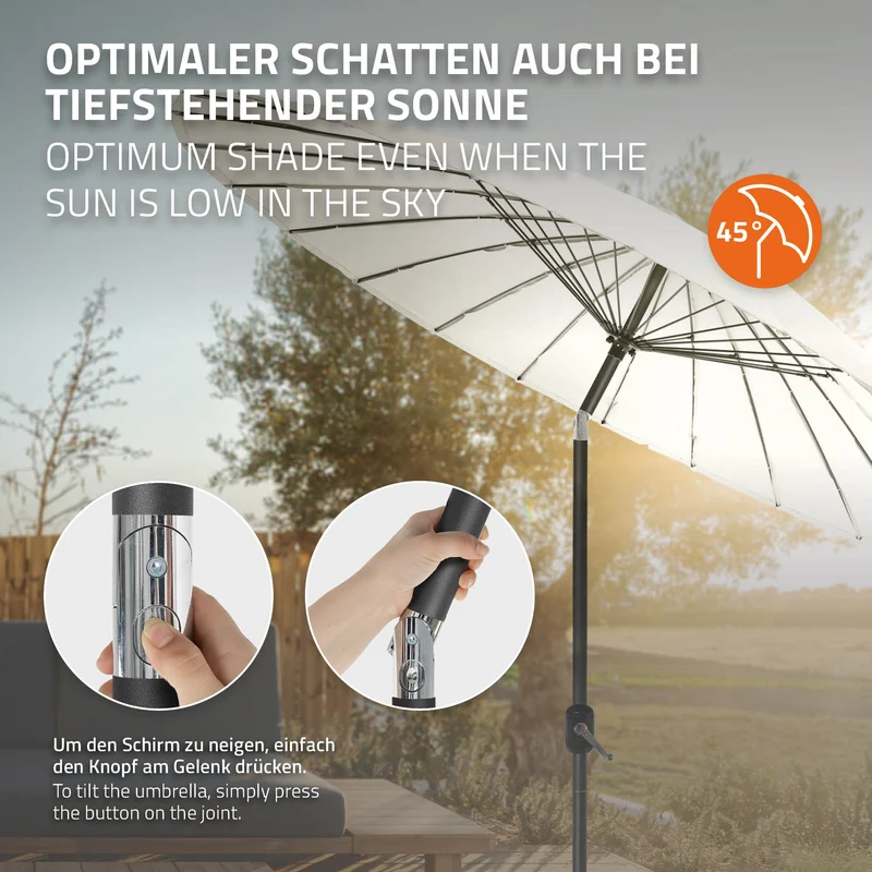 Sonnenschirm Shanghai Ø 325 cm Creme aus Aluminium und Polyester ML-Design