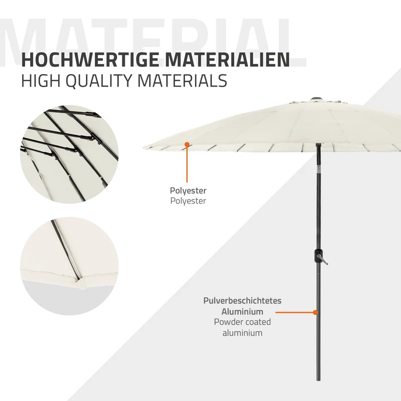 Sonnenschirm Shanghai Ø 325 cm Creme aus Aluminium und Polyester ML-Design