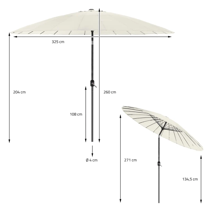 Sonnenschirm Shanghai Ø 325 cm Creme aus Aluminium und Polyester ML-Design