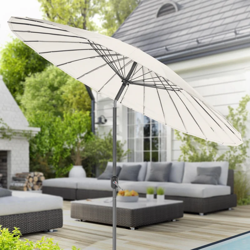Sonnenschirm Shanghai Ø 325 cm Creme aus Aluminium und Polyester ML-Design