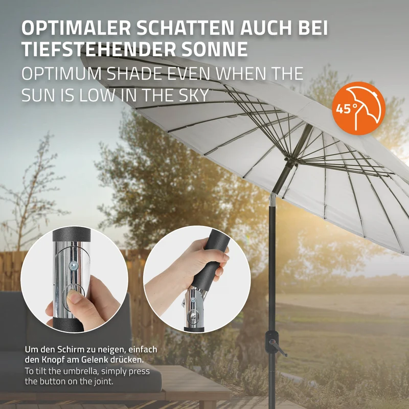 Sonnenschirm Shanghai Ø 325 cm Hellgrau aus Aluminium und Polyester ML-Design