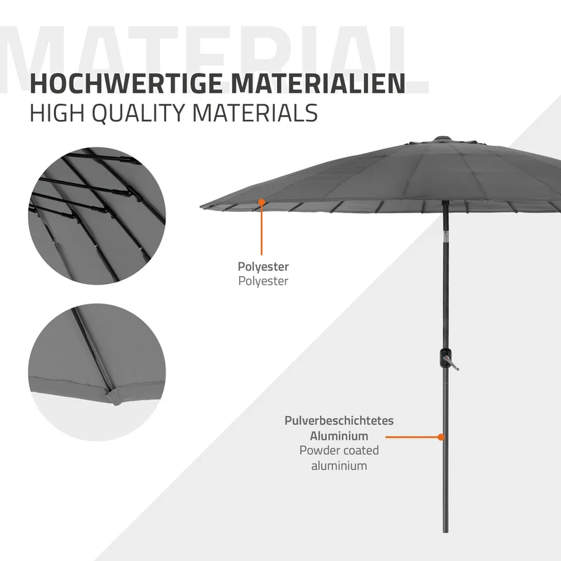 Sonnenschirm Shanghai Ø 325 cm Anthrazit aus Aluminium und Polyester ML-Design