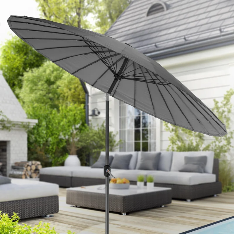 Sonnenschirm Shanghai Ø 325 cm Anthrazit aus Aluminium und Polyester ML-Design