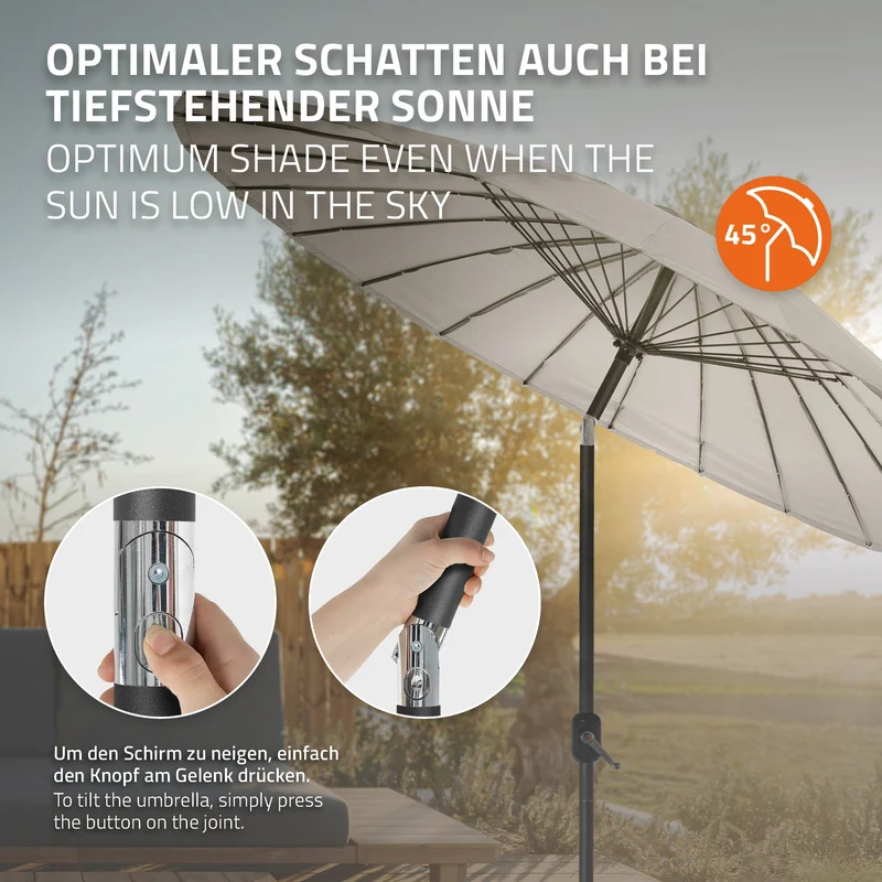 Sonnenschirm Shanghai Ø 325 cm Taupe aus Aluminium und Polyester ML-Design