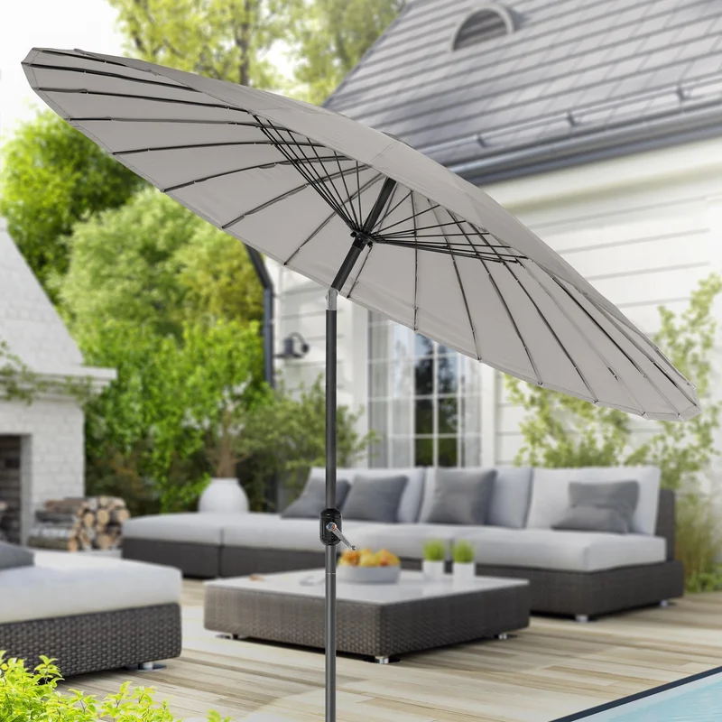 Sonnenschirm Shanghai Ø 325 cm Taupe aus Aluminium und Polyester ML-Design