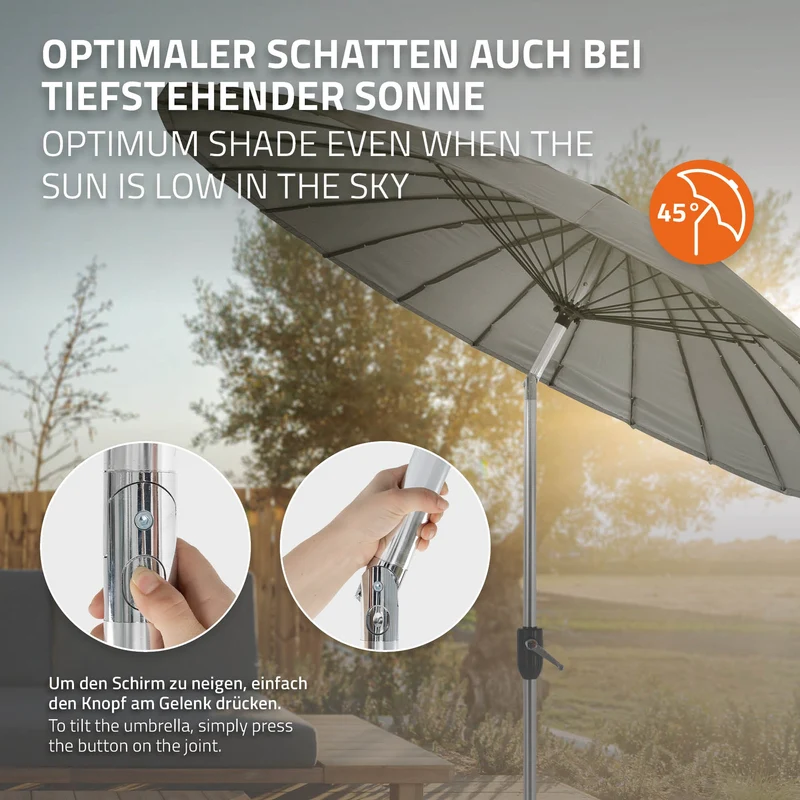 Sonnenschirm Shanghai Ø 270 cm Anthrazit aus Aluminium und Polyester ML-Design