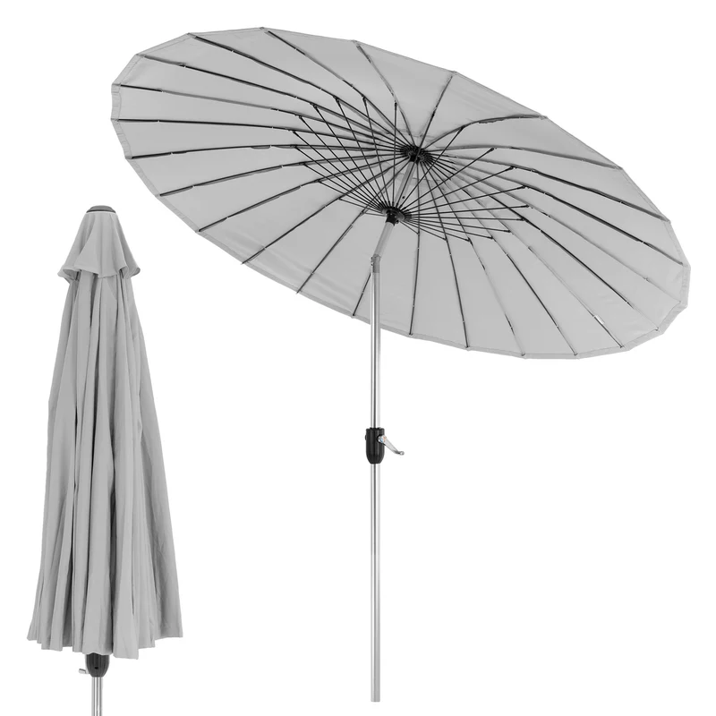 Sonnenschirm Shanghai Ø 270 cm Hellgrau aus Aluminium und Polyester ML-Design