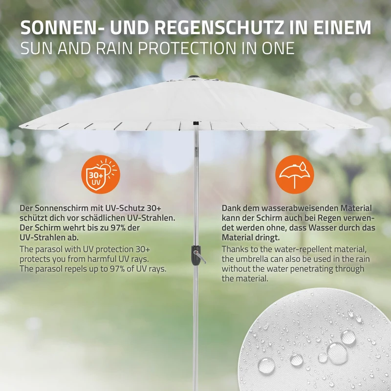 Sonnenschirm Shanghai Ø 270 cm Weiß aus Aluminium und Polyester ML-Design