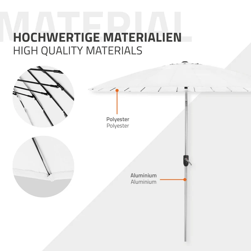Sonnenschirm Shanghai Ø 270 cm Weiß aus Aluminium und Polyester ML-Design
