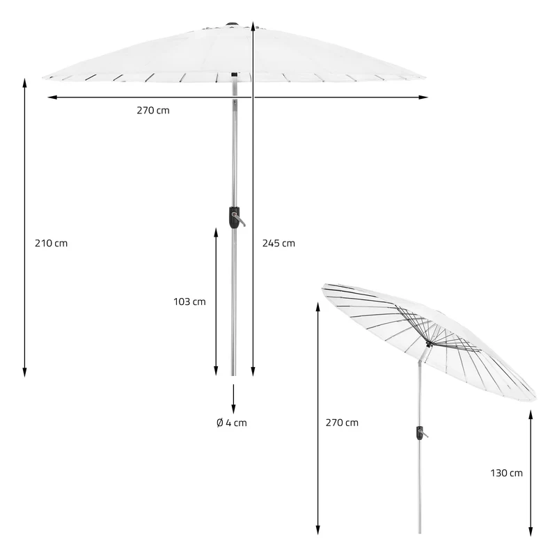 Sonnenschirm Shanghai Ø 270 cm Weiß aus Aluminium und Polyester ML-Design