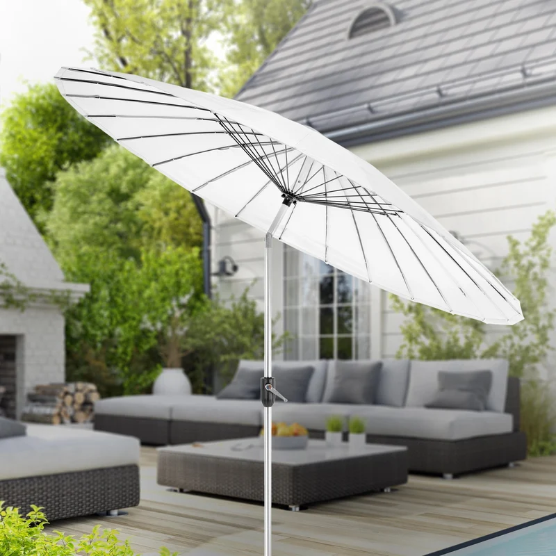 Sonnenschirm Shanghai Ø 270 cm Weiß aus Aluminium und Polyester ML-Design