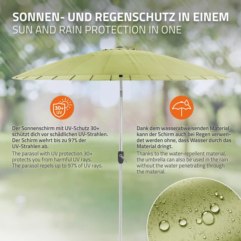 Sonnenschirm Shanghai Ø 270 cm Grün aus Aluminium und Polyester ML-Design