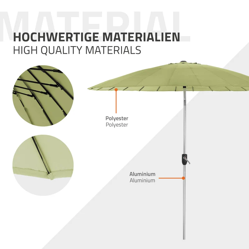 Sonnenschirm Shanghai Ø 270 cm Grün aus Aluminium und Polyester ML-Design