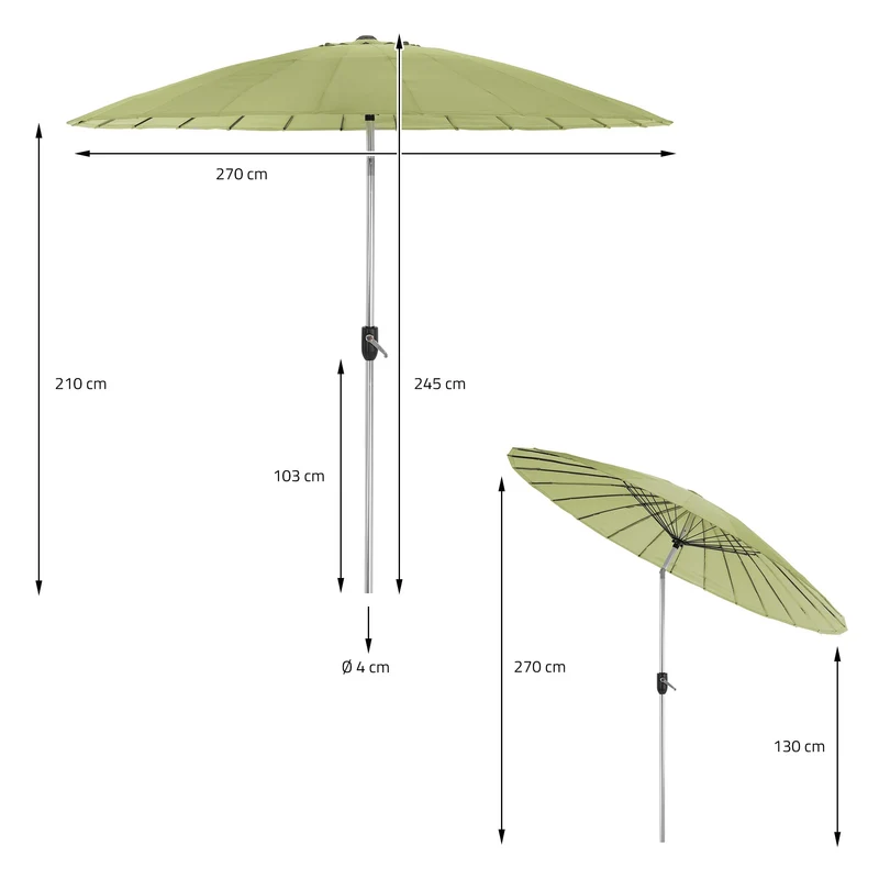 Sonnenschirm Shanghai Ø 270 cm Grün aus Aluminium und Polyester ML-Design