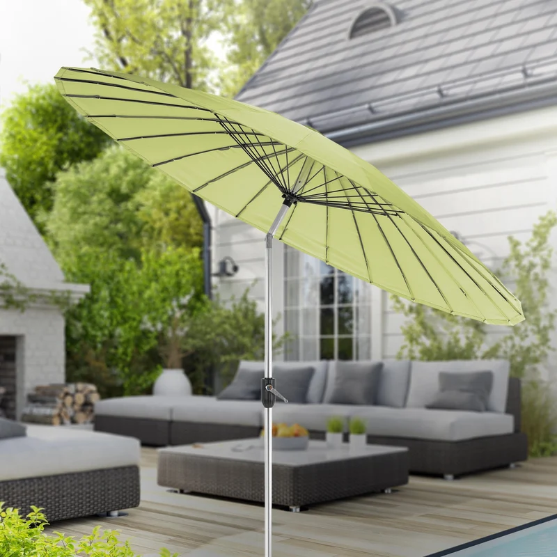 Sonnenschirm Shanghai Ø 270 cm Grün aus Aluminium und Polyester ML-Design