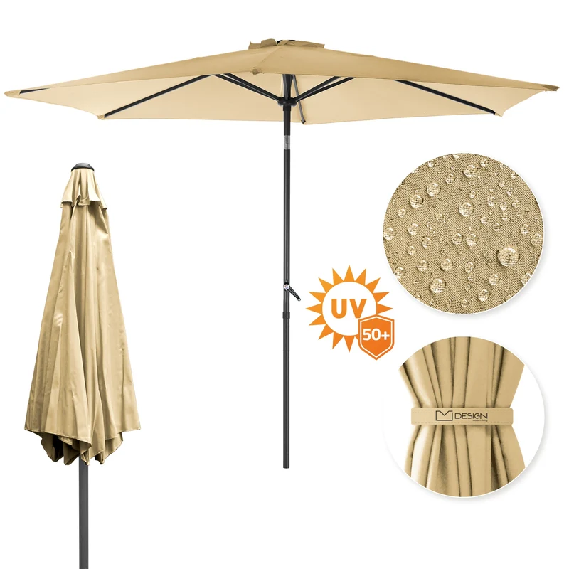 Sonnenschirm mit Kurbel Ø 300 cm Braun aus Polyester