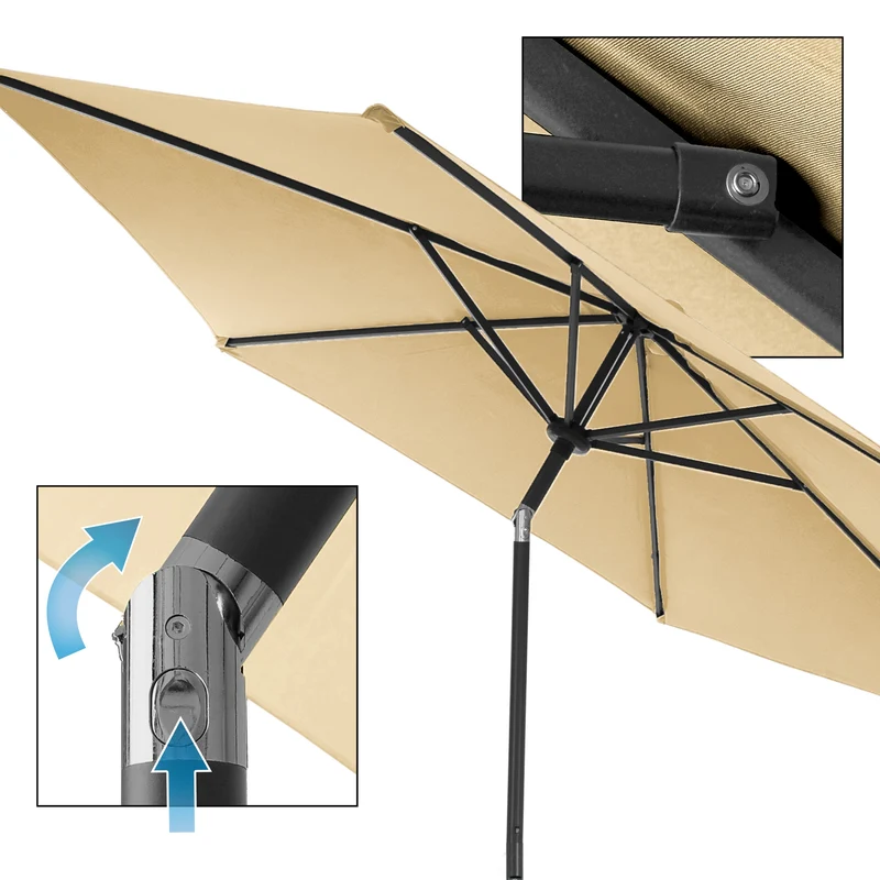 Sonnenschirm mit Kurbel Ø 300 cm Braun aus Polyester