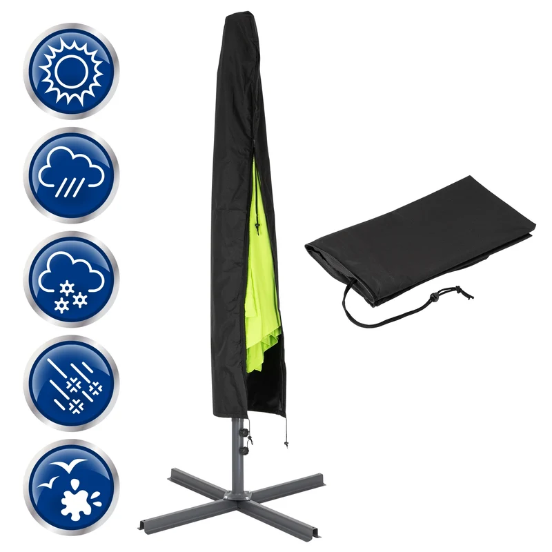 Sonnenschirm mit LED-Solar Creme Ø 300 cm mit Kurbel inkl. Abdeckung
