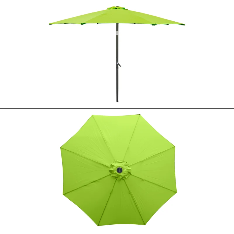 Sonnenschirm mit LED-Solar Grün Ø 300 cm mit Kurbel inkl. Abdeckung