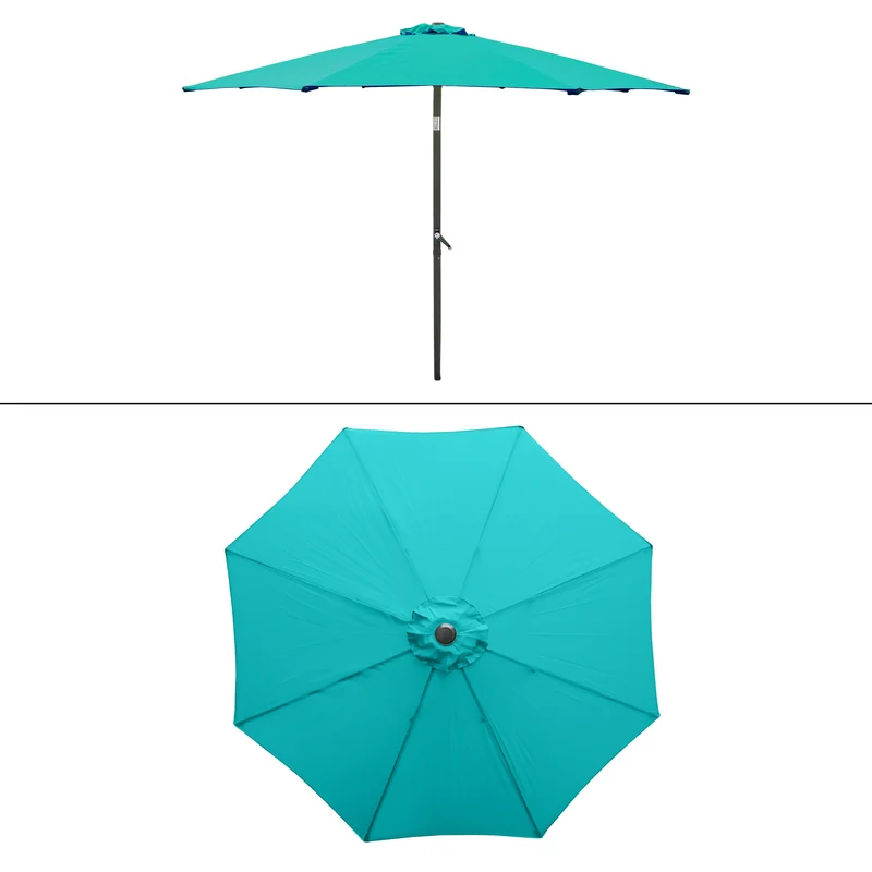 Sonnenschirm türkis, Ø 300 cm, Rund mit Kurbel, inkl. Abdeckung