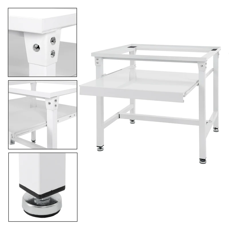 Waschmaschinen Untergestell Unterschrank 60x57x54 cm mit ausziehbarer Ablage in Weiß ML-Design