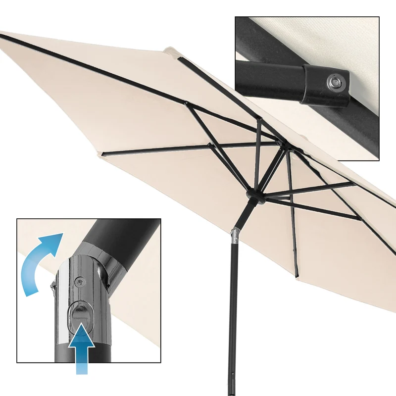 Sonnenschirm mit Kurbel, creme, Ø 300 cm, aus Aluminium und Polyester