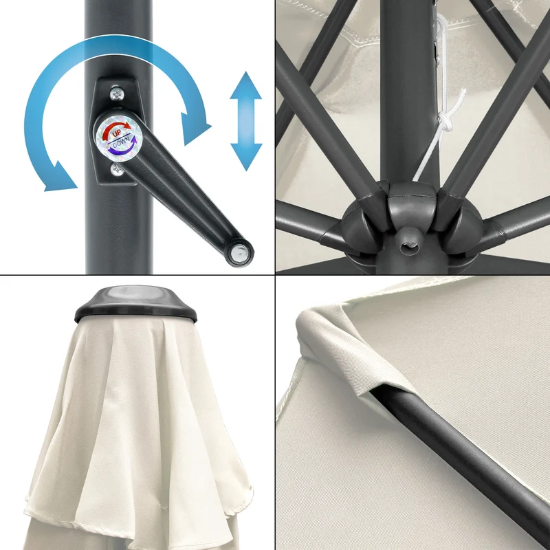 Sonnenschirm mit Kurbel, creme, Ø 300 cm, aus Aluminium und Polyester
