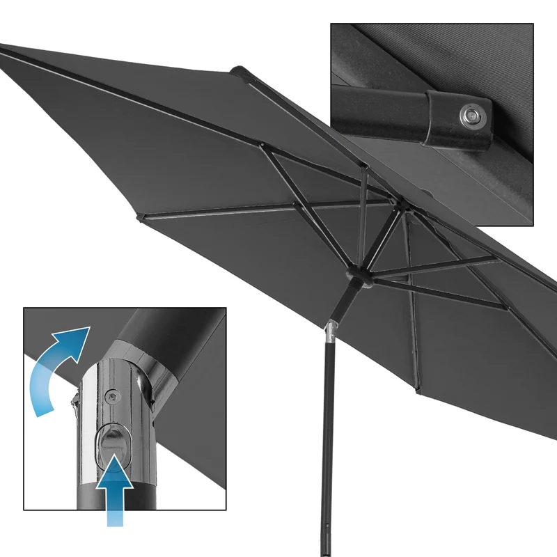 Sonnenschirm mit Kurbel Ø 300 cm Schwarz aus Polyester