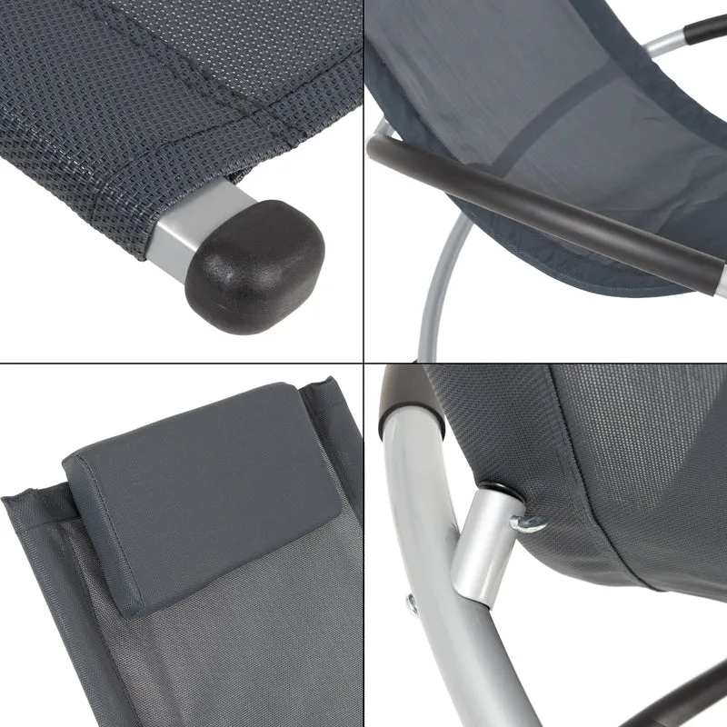 Schaukelliege mit Kopfstütze 150x48x90 cm Anthrazit aus Polyester