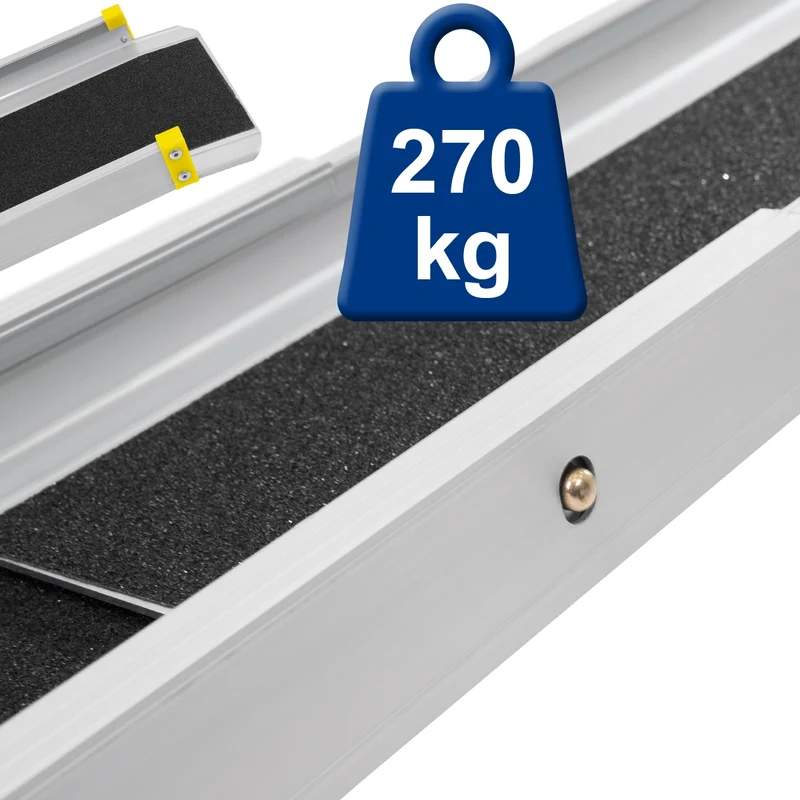 Auffahrrampe 2er Set mit Antirutsch-Belag 122-215 cm aus Aluminium bis 270 kg