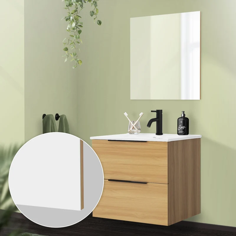 Badezimmer Spiegel 60x60 cm Weiß aus Glas Rahmenlos ML-Design