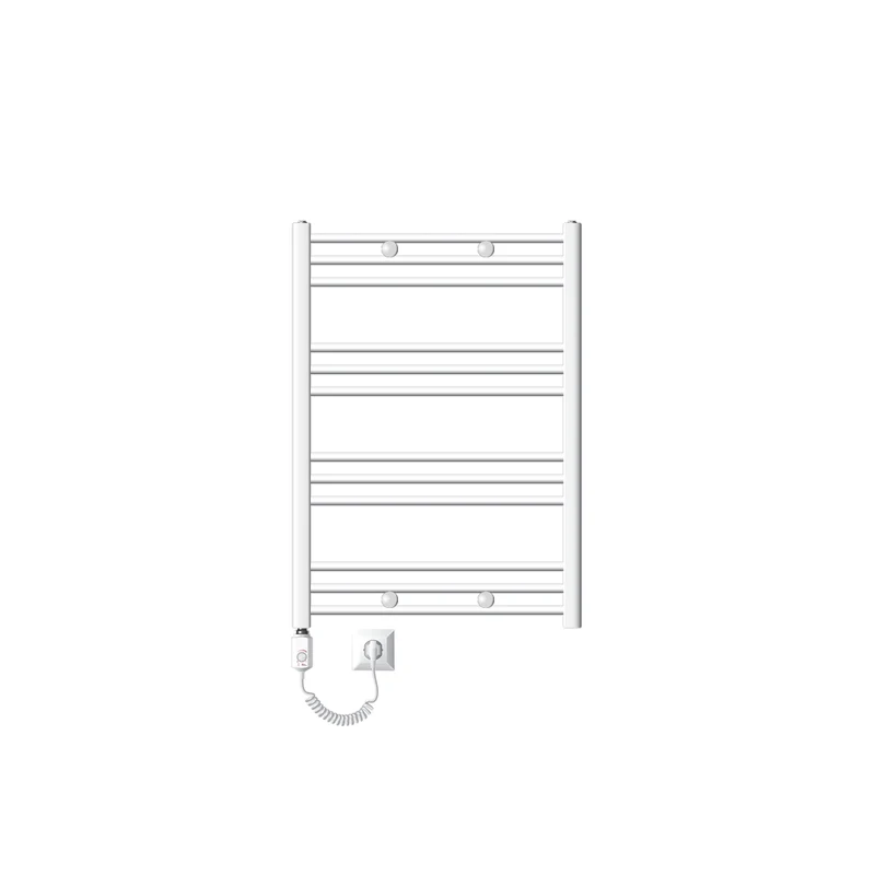 Elektrischer Badheizkörper mit Heizstab 300W 750x800 mm Weiß gebogen mit Seitenanschluss LuxeBath