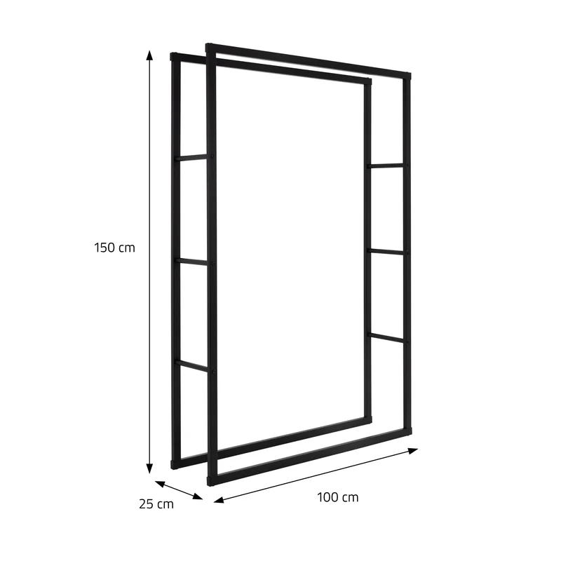 Kaminholzregal rechteckig 100x150x25 cm Dunkelgrau aus Stahl ML-Design