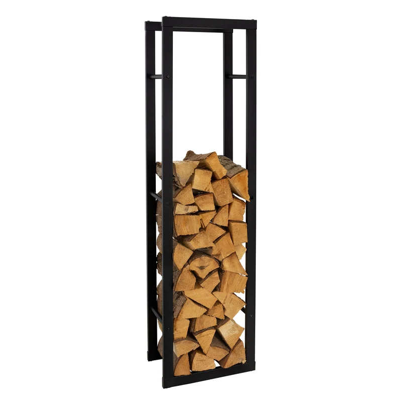 Kaminholzregal rechteckig 40x150x25 cm Dunkelgrau aus Stahl ML-Design