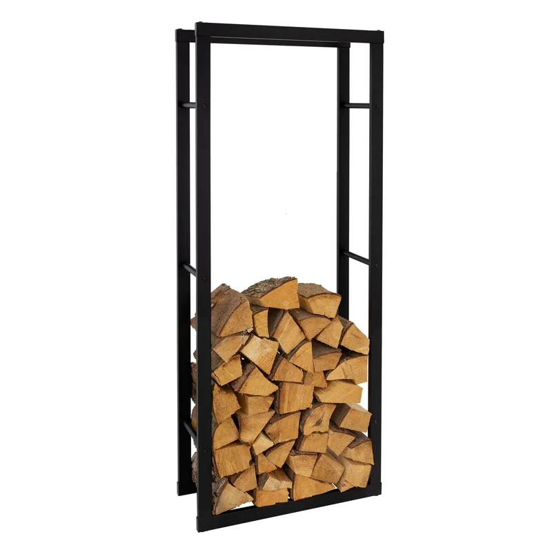 Kaminholzregal rechteckig 60x150x25 cm Dunkelgrau aus Stahl ML-Design