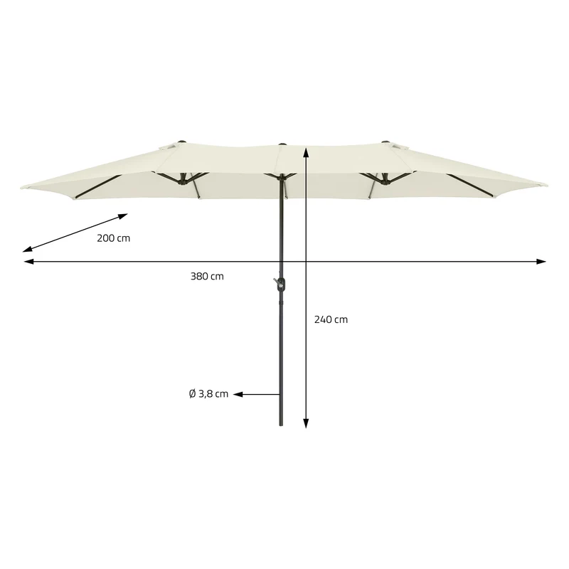 Doppelsonnenschirm 380x200 cm Creme aus Polyester ML-Design