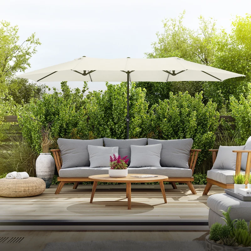 Doppelsonnenschirm 380x200 cm Creme aus Polyester ML-Design