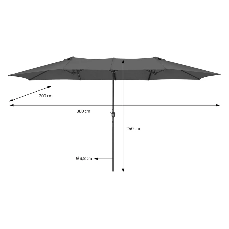 Doppelsonnenschirm 380x200 cm Anthrazit aus Polyester ML-Design